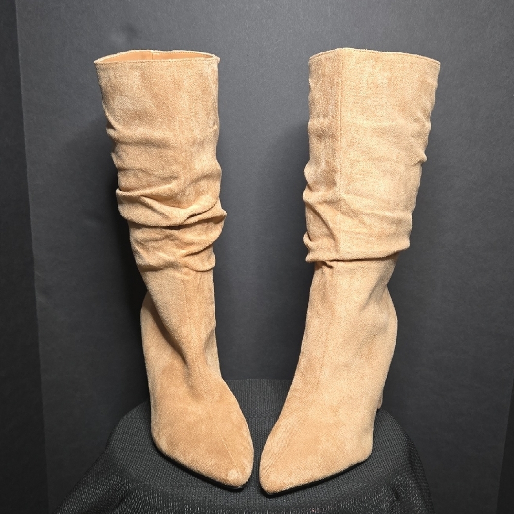Tan Suede Women's Boots - Picture 2 of 8